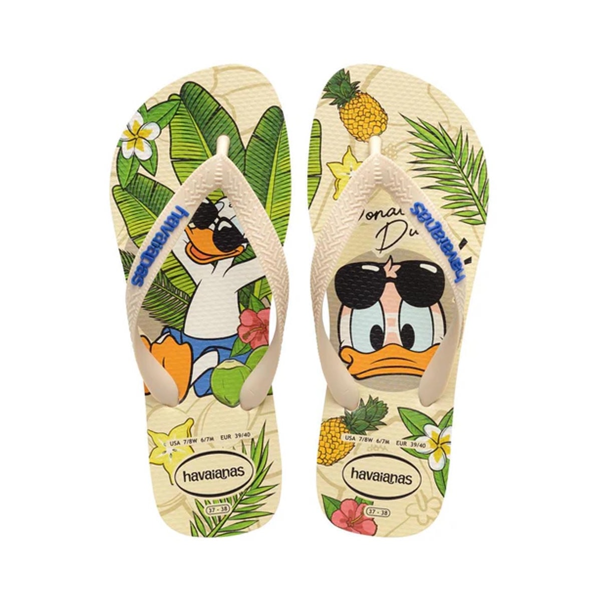 Sandália Havaianas Chinelo Top Disney Classics Pato Donald Bege Palha