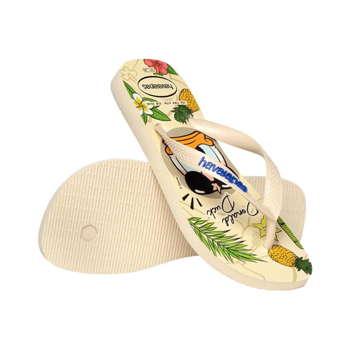Sandália Havaianas Chinelo Top Disney Classics Pato Donald Bege Palha