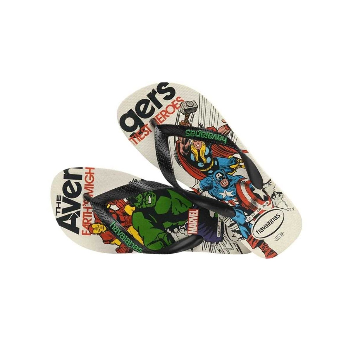 Sandália Havaianas Chinelo Top Marvel Classics Bege Palha Sandália Havaianas Chinelo Top Marvel Classics Bege Palha