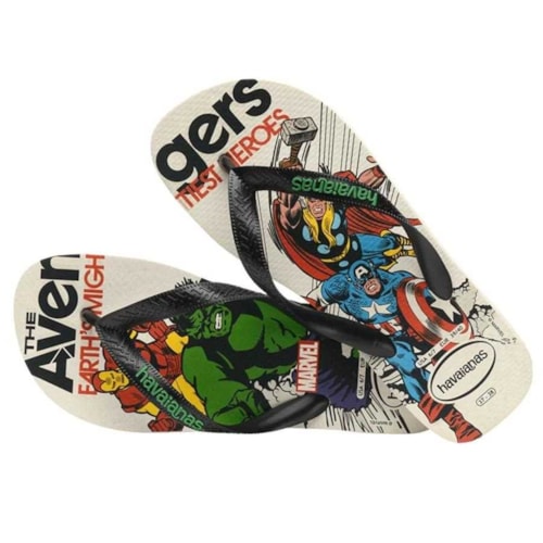 Detalhe - Sandália Havaianas Chinelo Top Marvel Classics Bege Palha