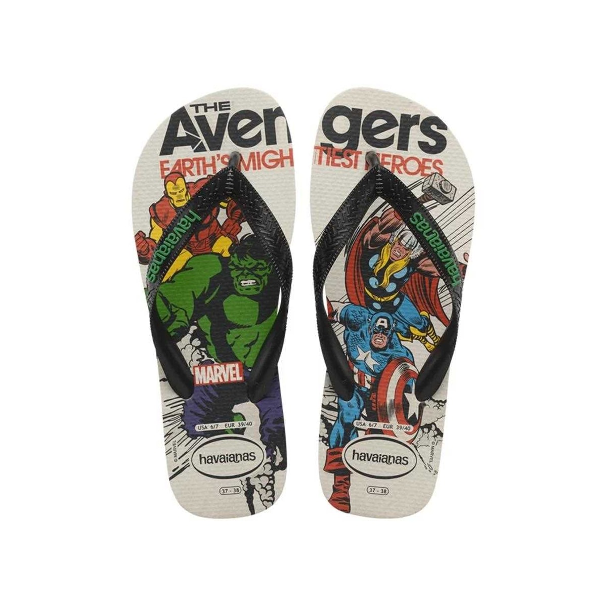 Sandália Havaianas Chinelo Top Marvel Classics Bege Palha Sandália Havaianas Chinelo Top Marvel Classics Bege Palha