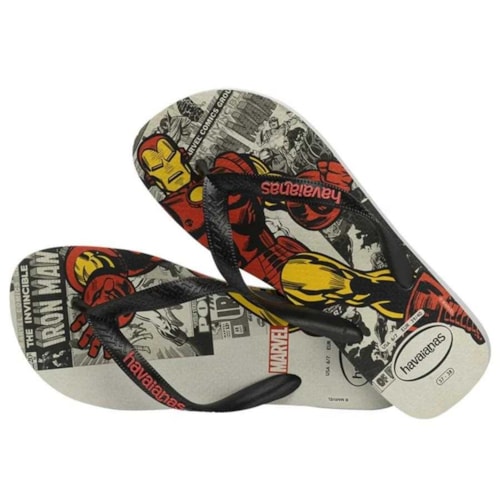 Detalhe - Sandália Havaianas Chinelo Top Marvel Classics Cinza Gelo