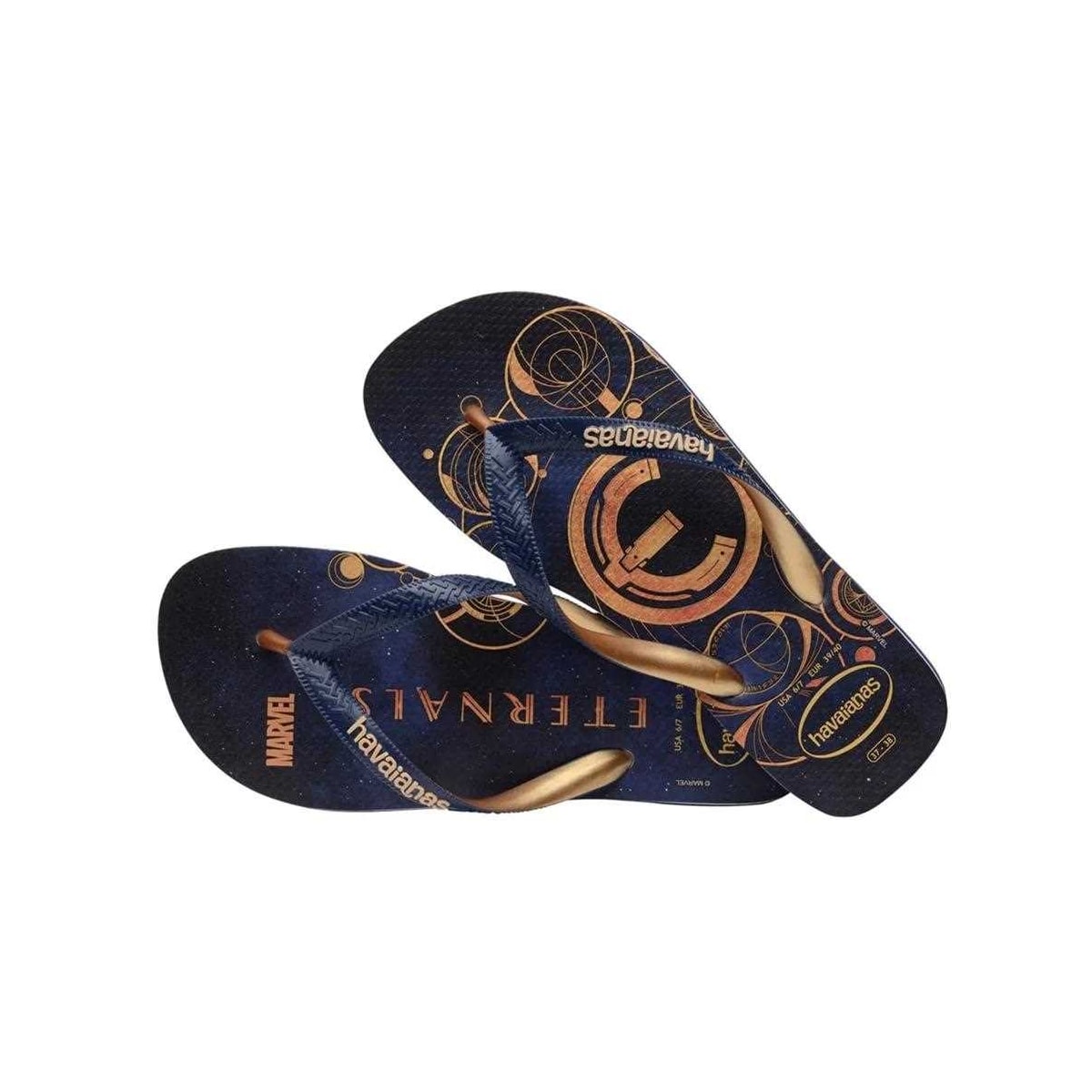 Sandália Havaianas Chinelo Top Marvel Marinho/Dourado Sandália Havaianas Chinelo Top Marvel Marinho/Dourado
