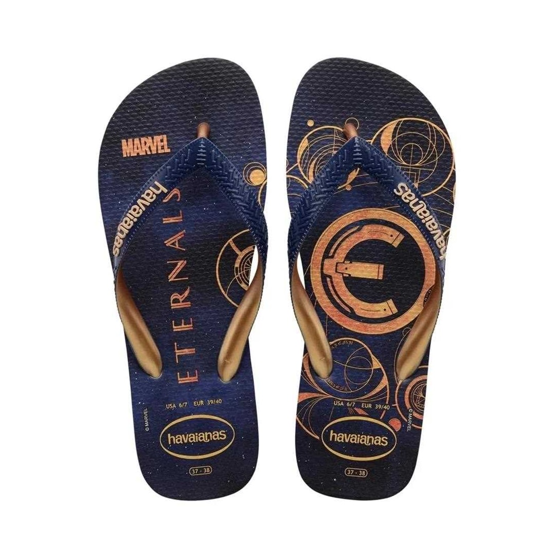 Sandália Havaianas Chinelo Top Marvel Marinho/Dourado Sandália Havaianas Chinelo Top Marvel Marinho/Dourado