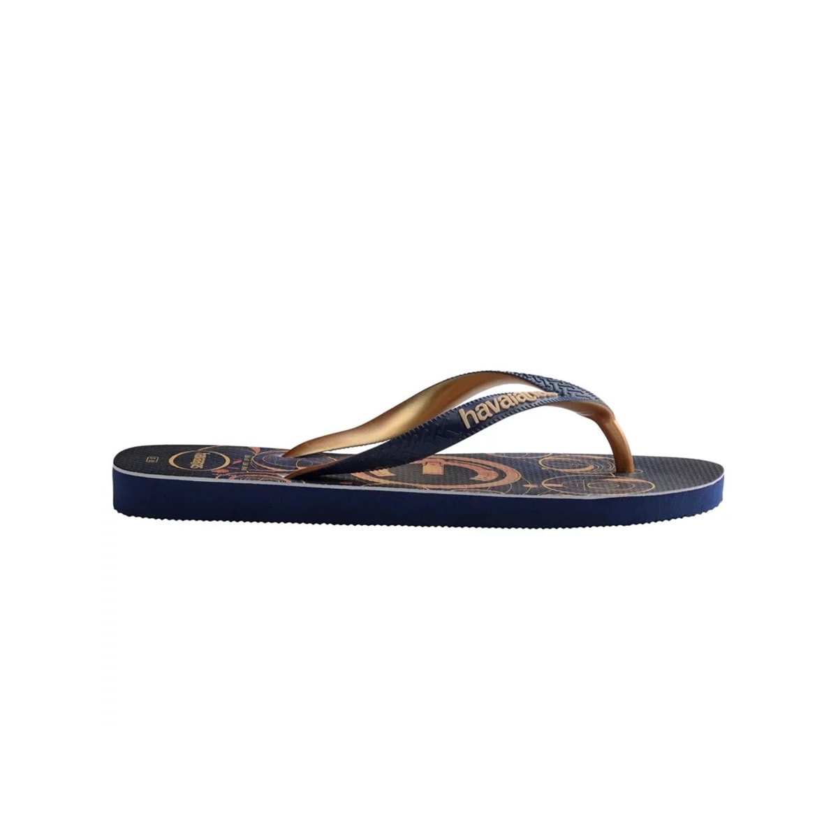 Sandália Havaianas Chinelo Top Marvel Marinho/Dourado Sandália Havaianas Chinelo Top Marvel Marinho/Dourado