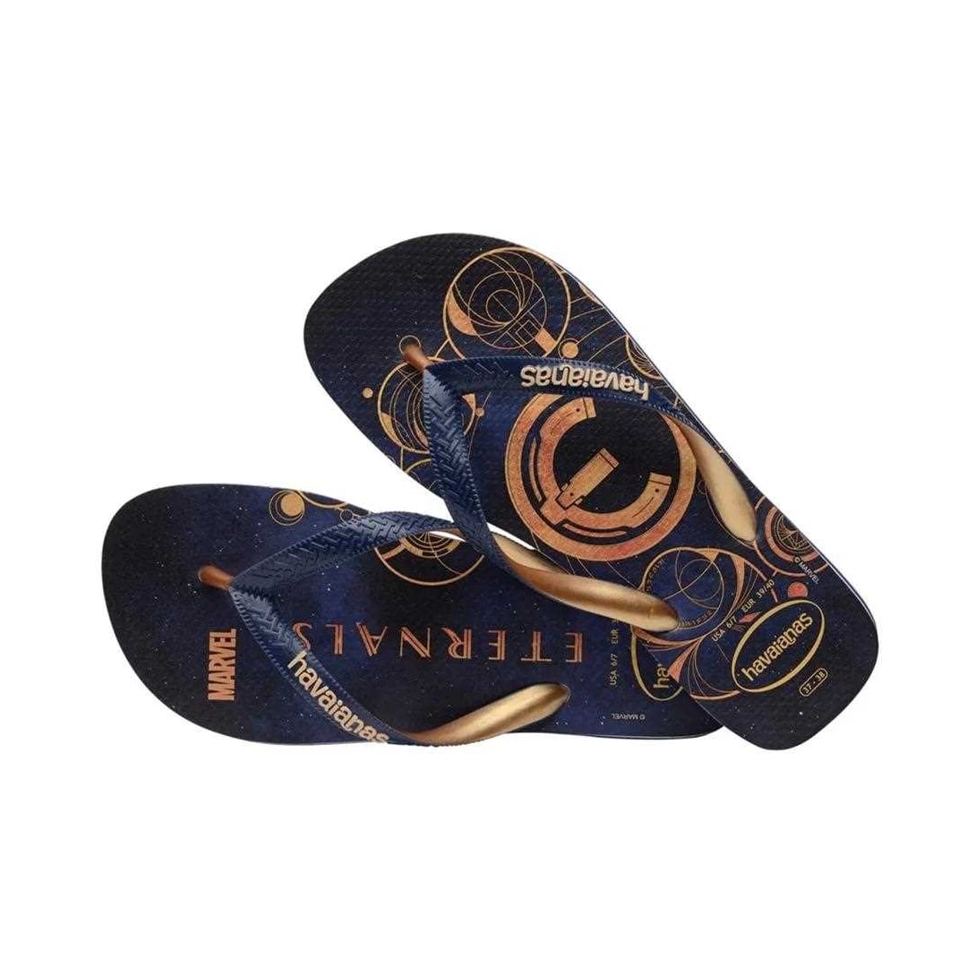 Sandália Havaianas Chinelo Top Marvel Marinho/Dourado Sandália Havaianas Chinelo Top Marvel Marinho/Dourado