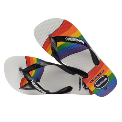 Sandalia Havaianas Chinelo Top Pride Branco/Preto