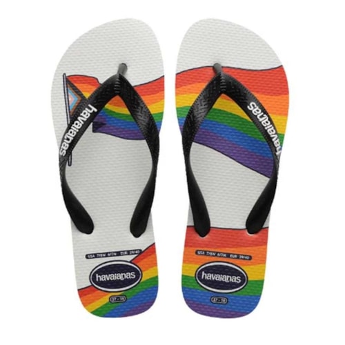 Sandalia Havaianas Chinelo Top Pride Branco/Preto