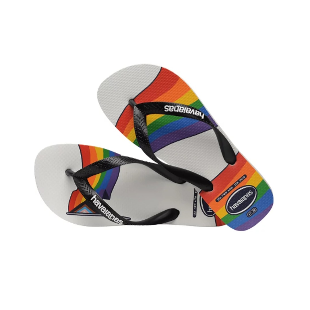 Sandália Havaianas Chinelo Top Pride Branco/Preto Sandália Havaianas Chinelo Top Pride Branco/Preto