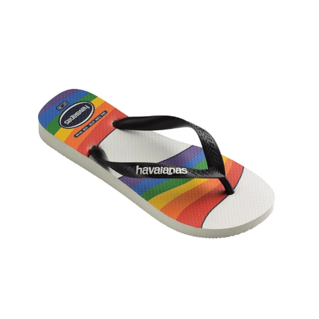Sandália Havaianas Chinelo Top Pride Branco/Preto