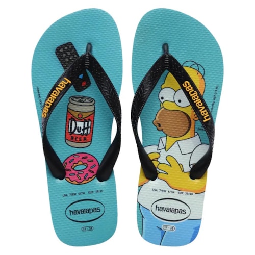 Sandália Havaianas Chinelo Top Simpsons Azul Tradicional