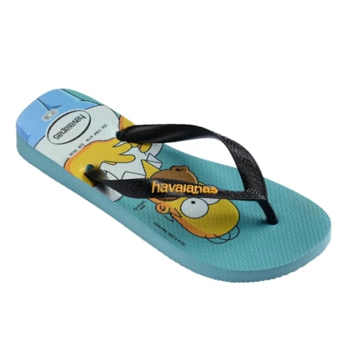 Detalhe - Sandália Havaianas Chinelo Top Simpsons Azul Tradicional