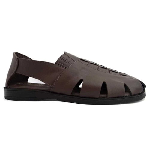 Detalhe - Sandália Italianinho de Couro 340703 Cafe