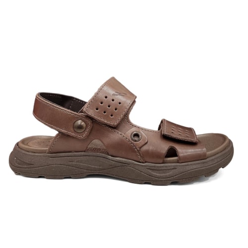 Detalhe - Sandália Itapuã Masculina Couro Doca 1252 Pinhao