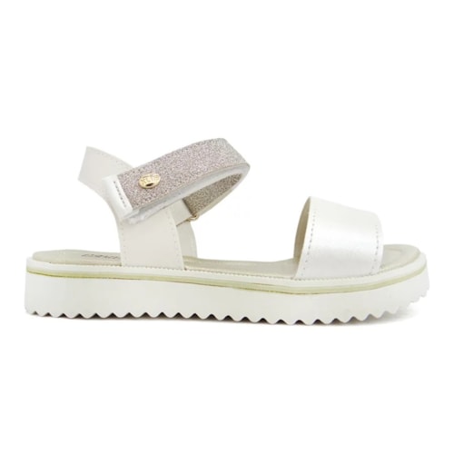 Sandalia Klin Infantil Lola 420034 Off White/Dourado