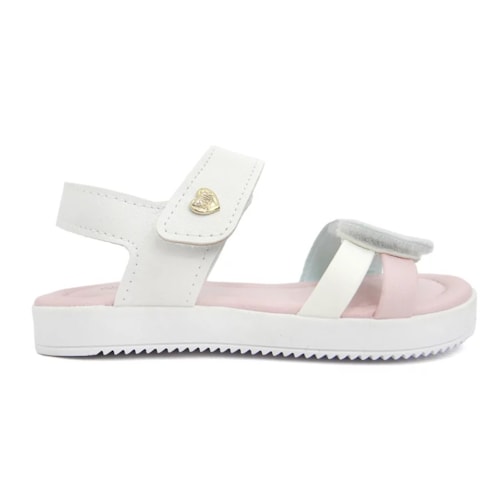 Detalhe - Sandália Klin Infantil Lolinha 421031 Branco/Rosa