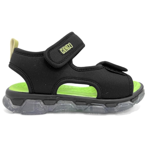 Detalhe - Sandália Klin Infantil Papete Light Tecido 132068 Preto
