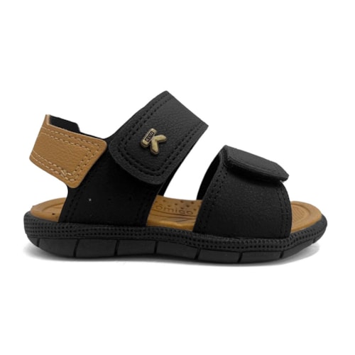Detalhe - Sandália Klin Menino Tic Tac Casual Papete 171262 Preto