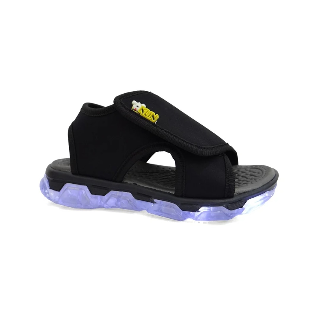 Sandália Klin Papete Led Infantil Light 132062 Preto/Amarelo