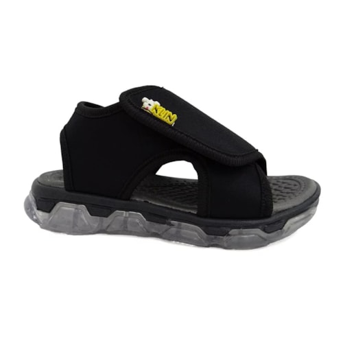 Detalhe - Sandália Klin Papete Led Infantil Light 132062 Preto/Amarelo