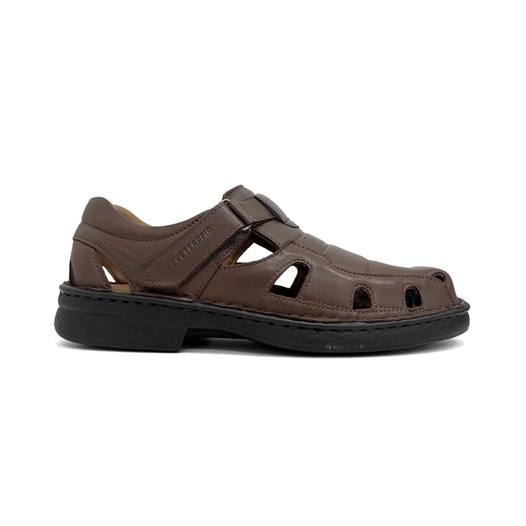 Sandália Leveterapia Masculina Couro L44004 Cafe