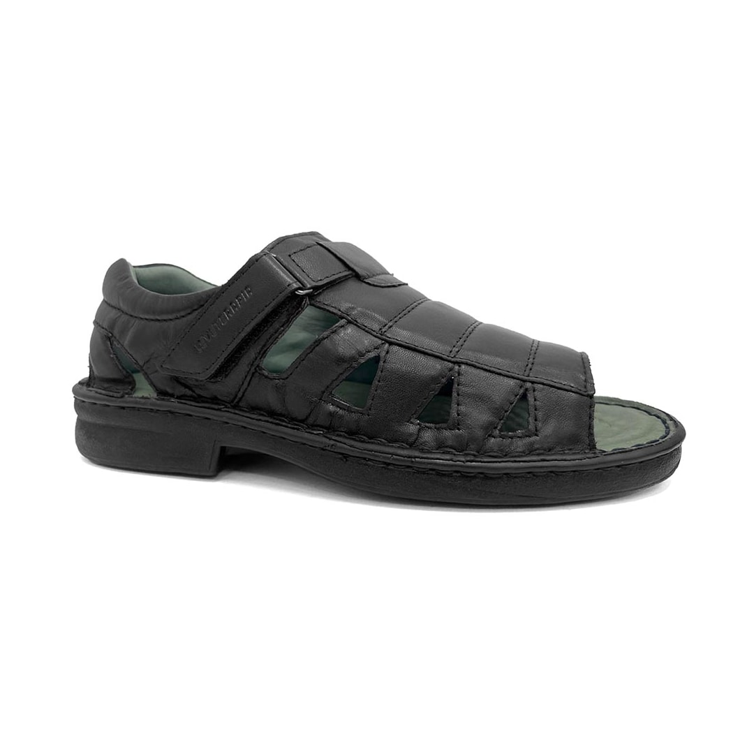 Sandália Leveterapia Masculina Em Couro L44003 Preto