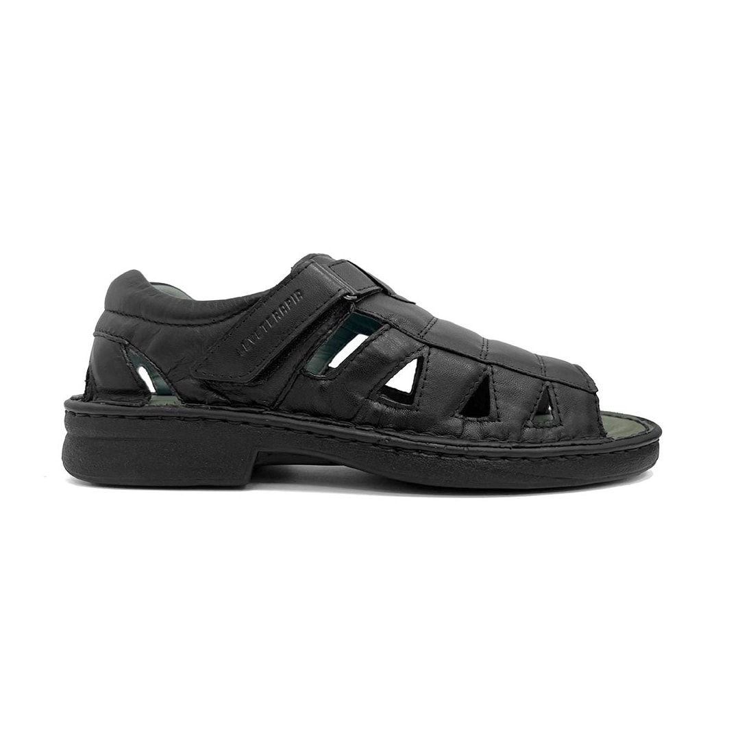 Sandália Leveterapia Masculina Em Couro L44003 Preto
