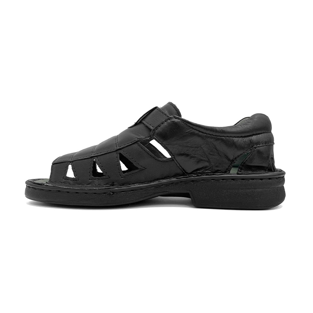 Sandália Leveterapia Masculina Em Couro L44003 Preto