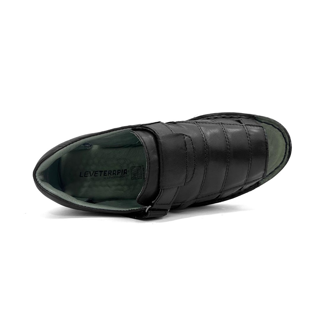 Sandália Leveterapia Masculina Em Couro L44003 Preto