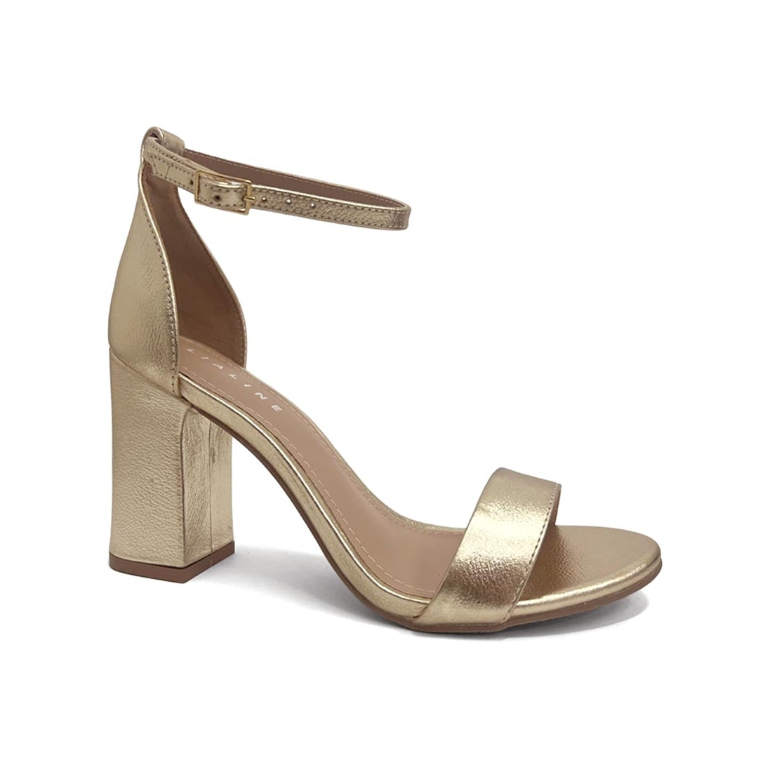 Sandália Lia Line Salto Bloco Couro 2318.71676 Ouro Light