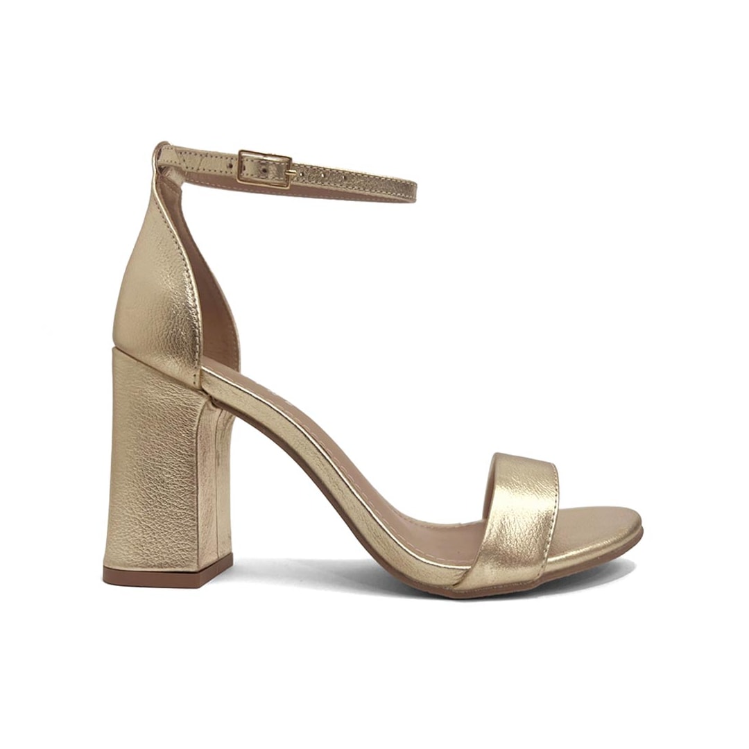 Sandália Lia Line Salto Bloco Couro 2318.71676 Ouro Light