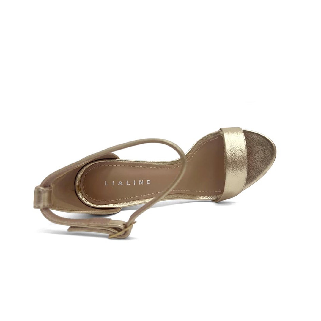Sandália Lia Line Salto Bloco Couro 2318.71676 Ouro Light