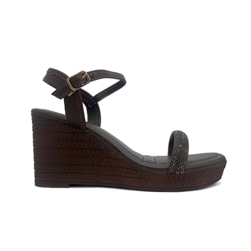 Detalhe - Sandália Mississipi Anabela Mf513 Cafe