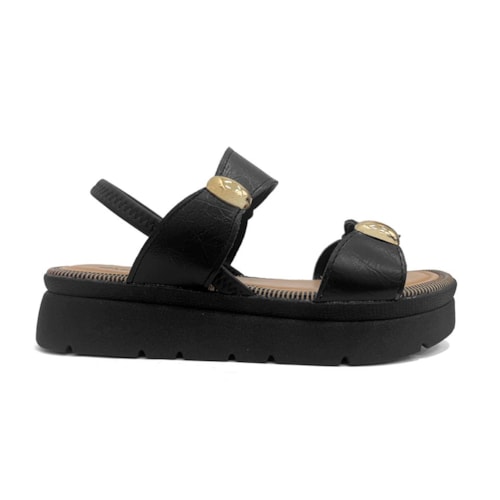 Detalhe - Sandália Mississipi Papete Flat Plataforma Mf992 Preto
