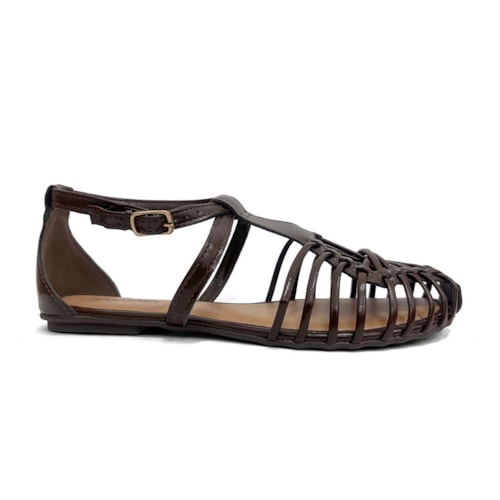 Detalhe - Sandália Mississipi Rasteira Mf561 Cacau