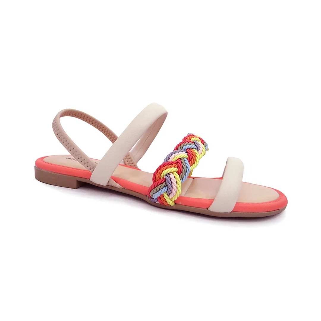 Sandália Mississipi Rasteira Q7152 Aveia/Laranja/Azul Sandália Mississipi Rasteira Q7152 Aveia/Laranja/Azul