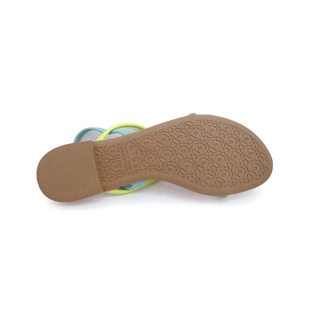 Sandália Mississipi Rasteira Q7424 Branco/Verde/Turques