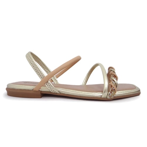 Sandalia Mississipi Rasteira Q8362 Champagne/Mel