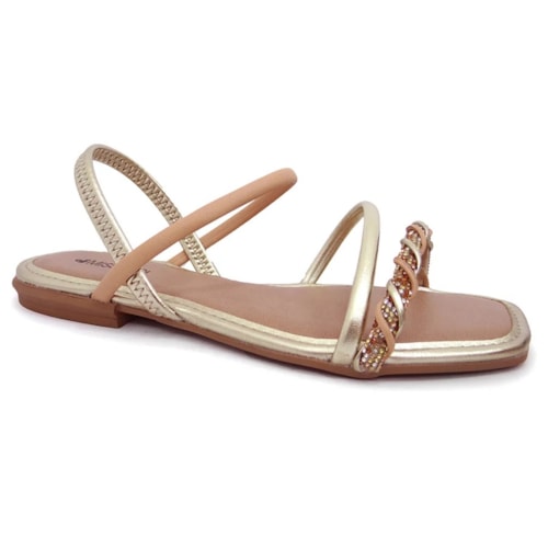 Sandalia Mississipi Rasteira Q8362 Champagne/Mel