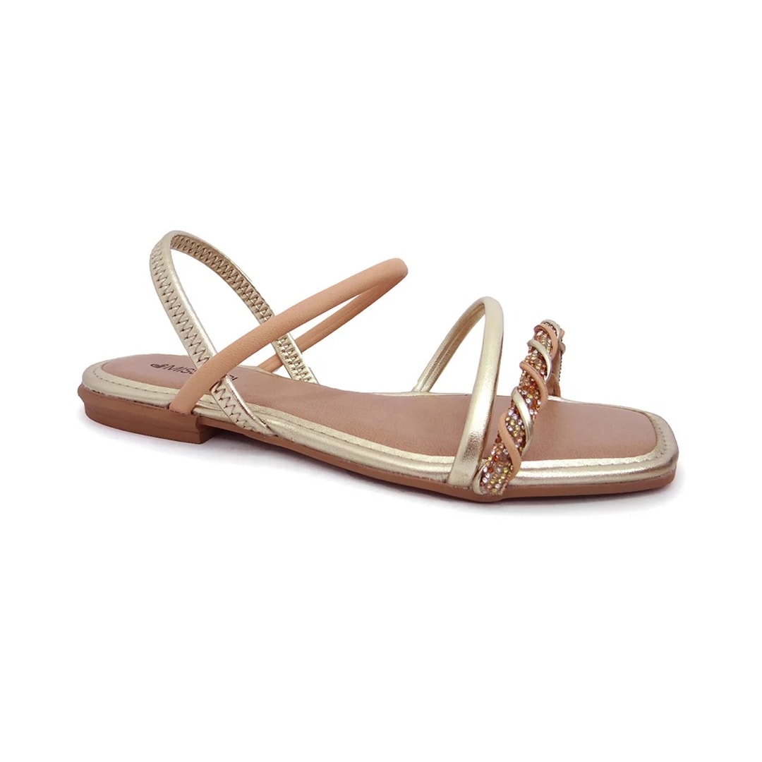 Sandália Mississipi Rasteira Q8362 Champagne/Mel Sandália Mississipi Rasteira Q8362 Champagne/Mel