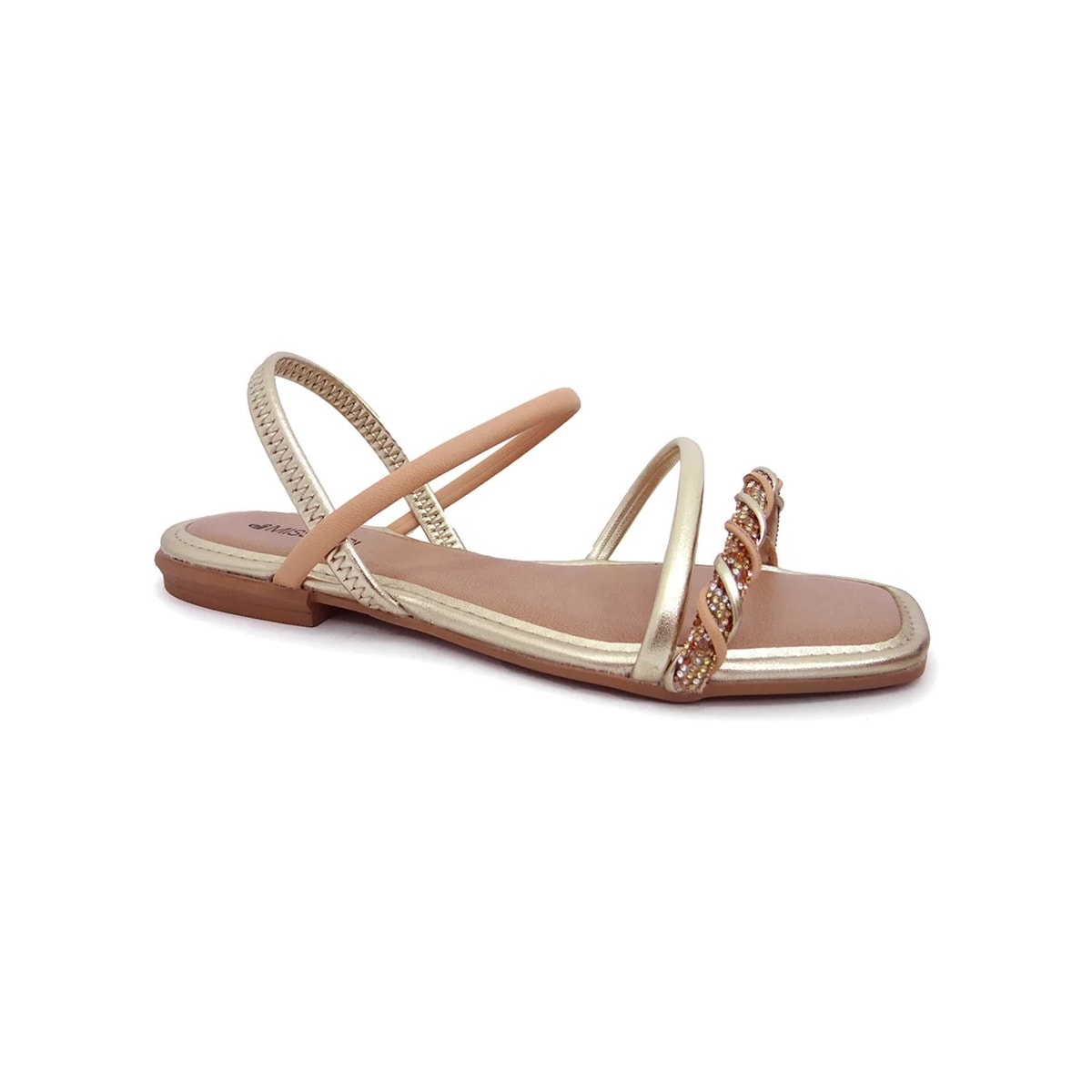 Sandália Mississipi Rasteira Q8362 Champagne/Mel Sandália Mississipi Rasteira Q8362 Champagne/Mel