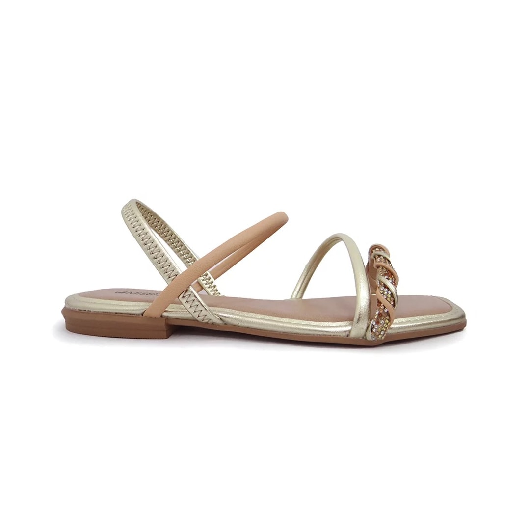 Sandália Mississipi Rasteira Q8362 Champagne/Mel Sandália Mississipi Rasteira Q8362 Champagne/Mel