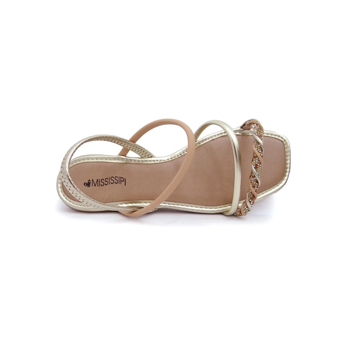 Sandália Mississipi Rasteira Q8362 Champagne/Mel Sandália Mississipi Rasteira Q8362 Champagne/Mel
