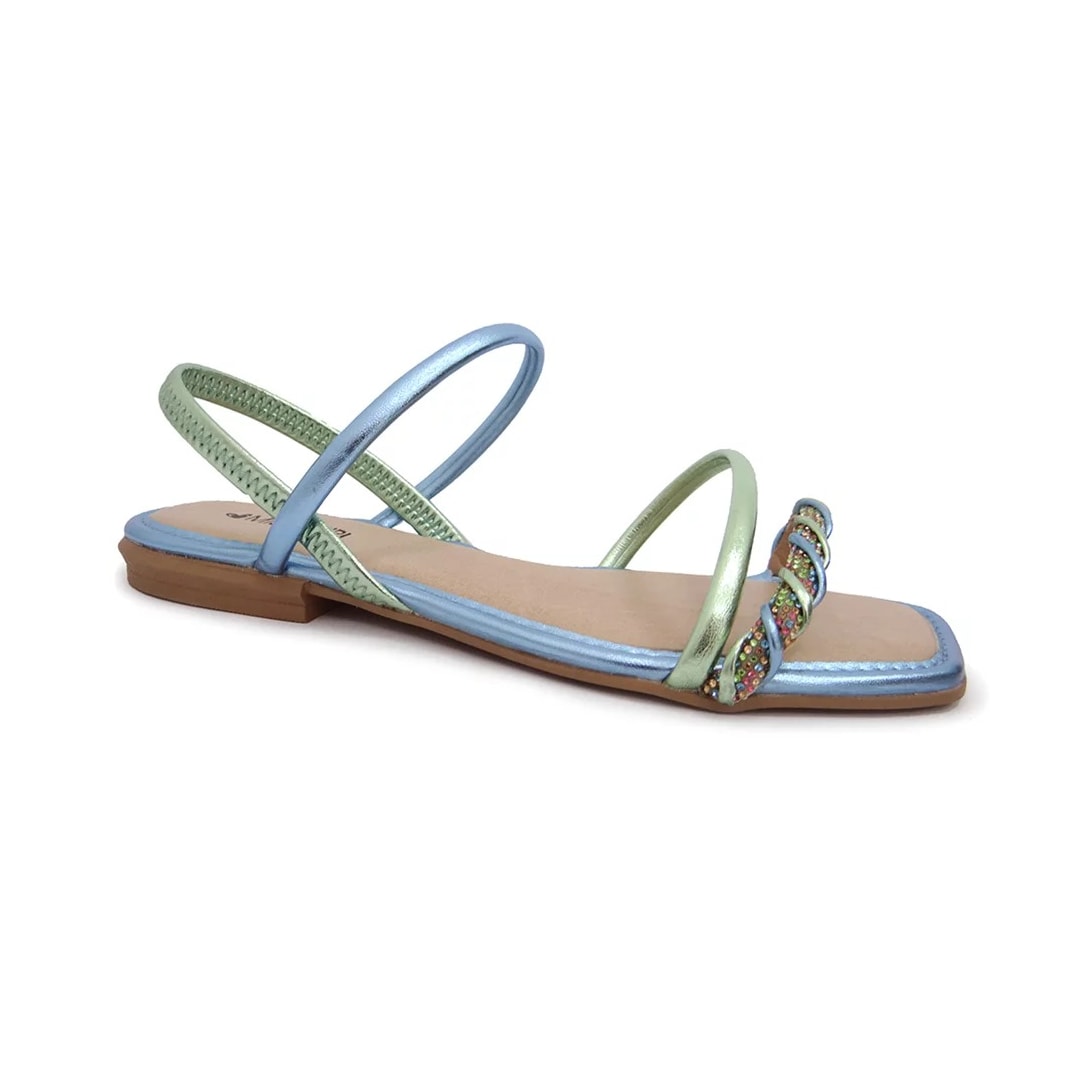 Sandália Mississipi Rasteira Q8362 Verde/Azul