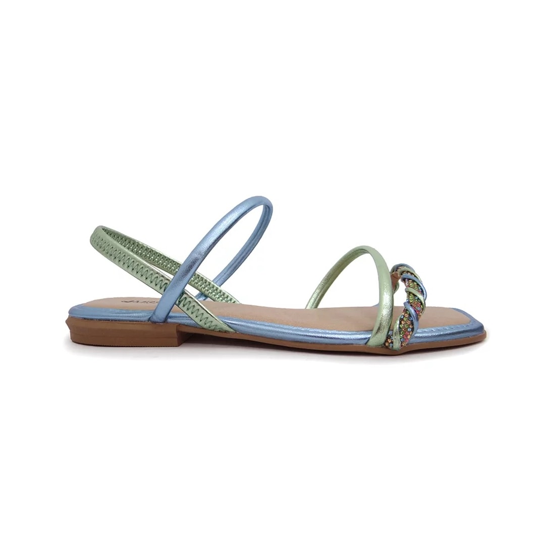 Sandália Mississipi Rasteira Q8362 Verde/Azul