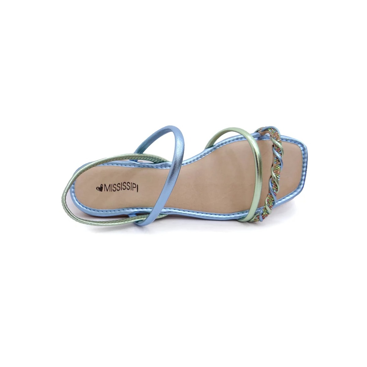Sandália Mississipi Rasteira Q8362 Verde/Azul Sandália Mississipi Rasteira Q8362 Verde/Azul