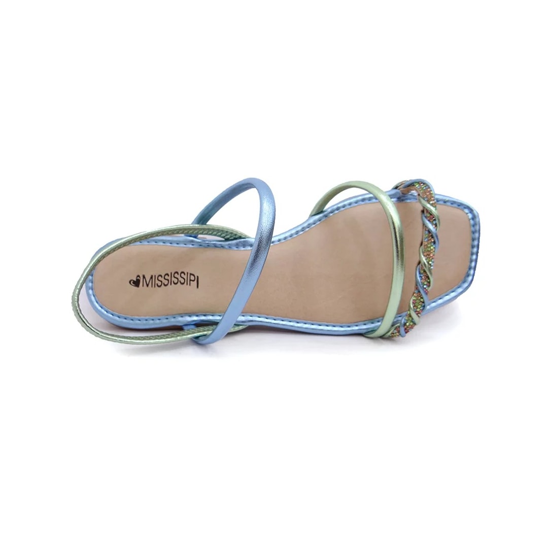 Sandália Mississipi Rasteira Q8362 Verde/Azul Sandália Mississipi Rasteira Q8362 Verde/Azul
