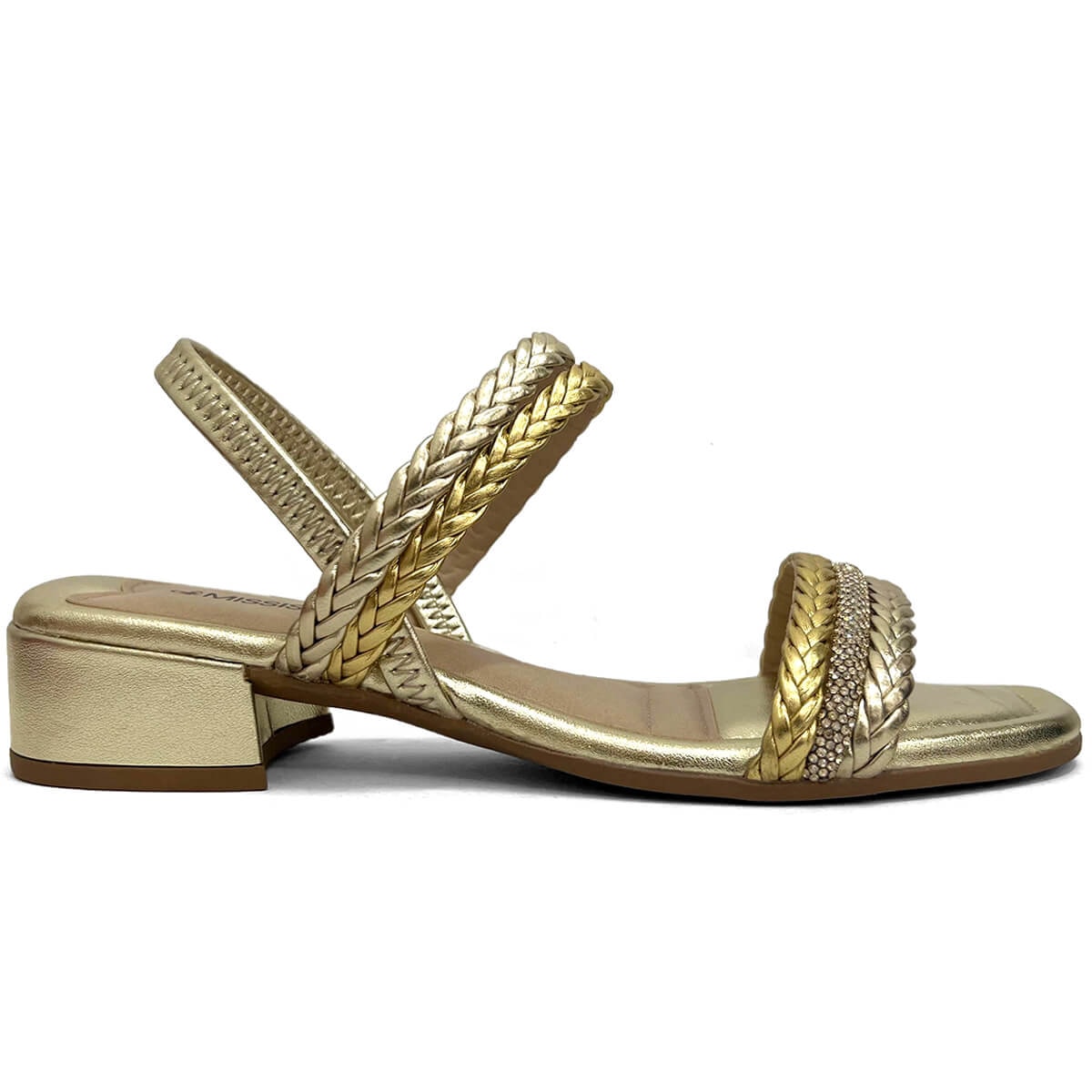 Sandália Mississipi Salto Baixo Mb802 Ouro Light Sandália Mississipi Salto Baixo Mb802 Ouro Light
