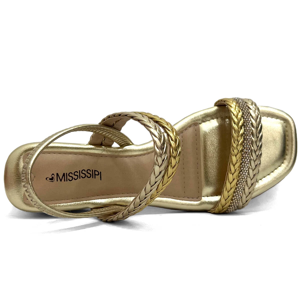 Sandália Mississipi Salto Baixo Mb802 Ouro Light Sandália Mississipi Salto Baixo Mb802 Ouro Light
