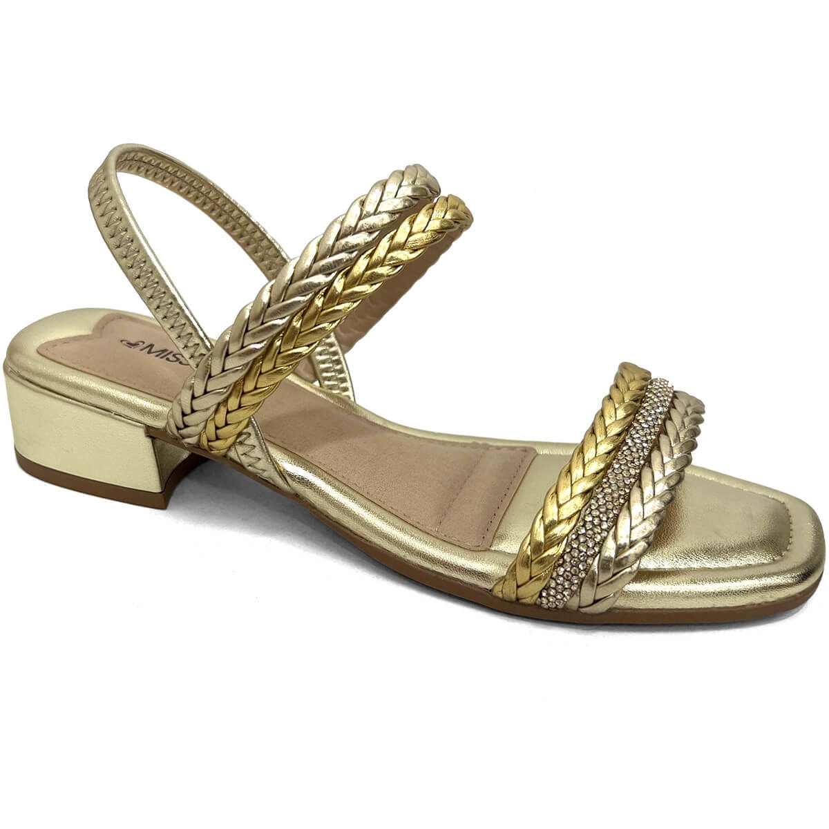 Sandália Mississipi Salto Baixo Mb802 Ouro Light Sandália Mississipi Salto Baixo Mb802 Ouro Light